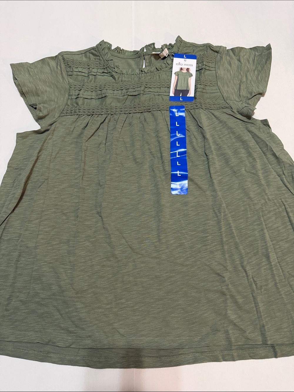 Ella Moss Green Fluttered Sleeves Top size XS, M, L NWT